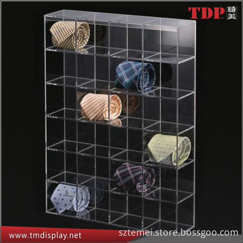 Wholesale Clear Rectangle Men's Tie Acrylic Box Organiser Plastic Storage Box